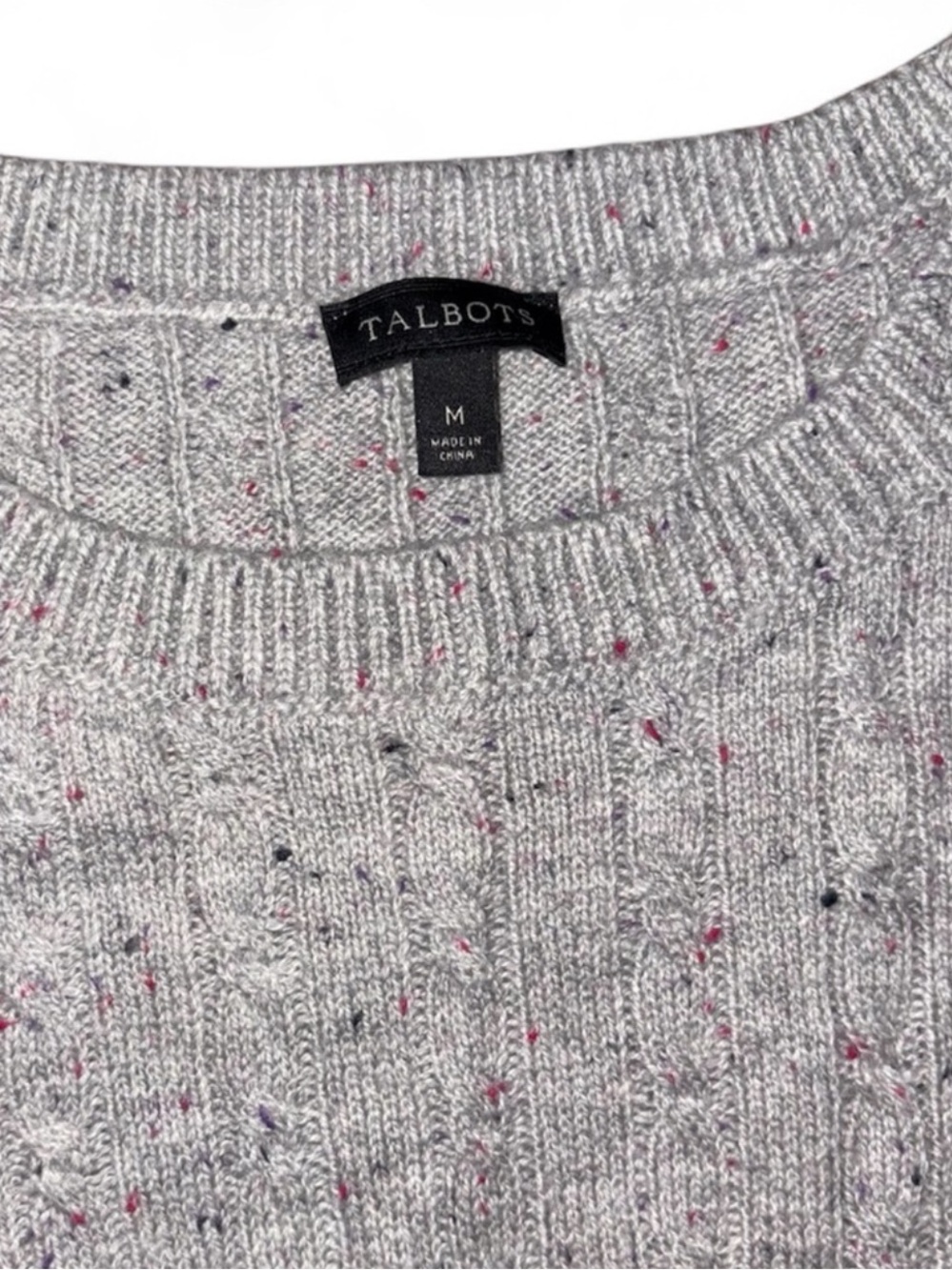 Talbots Light Gray Speckled Crewneck Sweater
